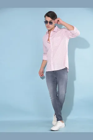 Crimsoune Club Classic Slim Fit Geometric Printed Spread Collar Long Sleeves Casual Shirt