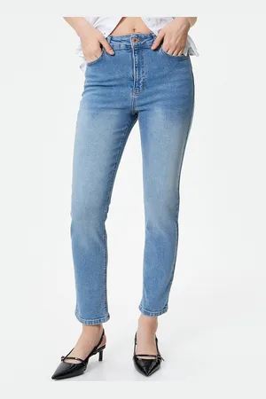 Koton Women Slim Fit Mid-Rise Clean Look Heavy Fade Stretchable Jeans