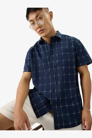 The Souled Store Men Windowpane Checks Opaque Checked Casual Shirt