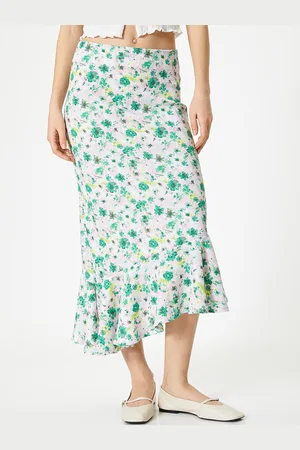 Koton Women Floral Printed A-Line Midi Skirt