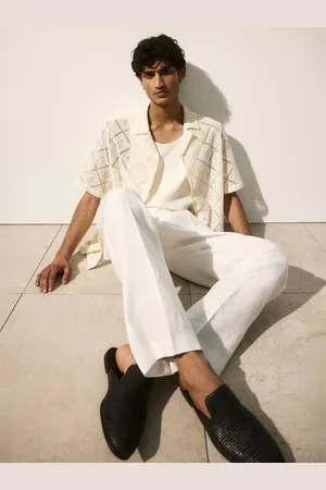 H&M Regular Fit Crochet-Look Resort Shirt