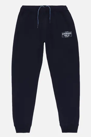 DYCA Boys Navy Blue Printed Cotton Regular-Fit Track Pants