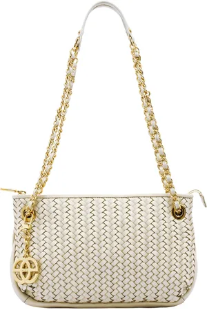 Eske Off-White Self Design Leather Shoulder Bag