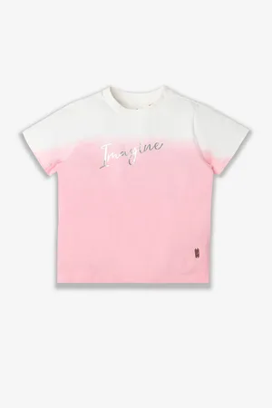 Ed-a-Mamma Girls Typography Printed Bio Finish T-shirt