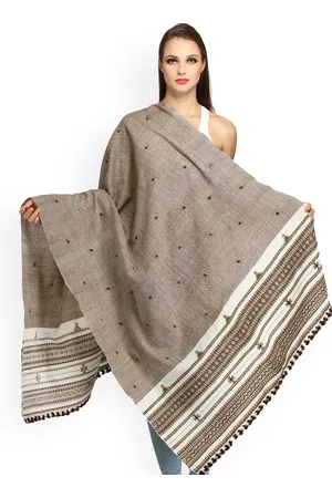 Exotic India Monks Robe Mirrors Embroidered Pure Wool Shawl