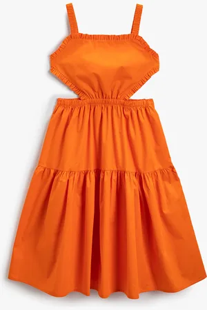 Koton Girls Sleeveless Cut-Outs Cotton Fit & Flare Dress