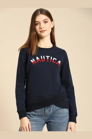 Nautica Women Navy Blue Embroidered Sweatshirt