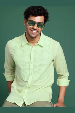 Sangria Pure Cotton Self Design Textured Casual Shirt