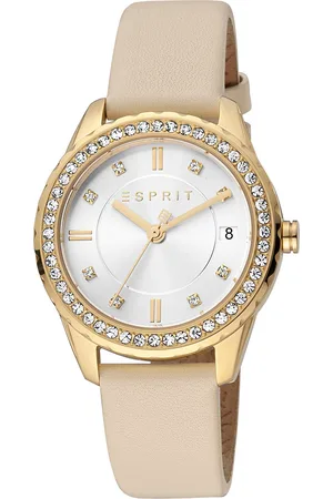 ESPRIT Women Embellished Leather Straps Analogue Watch ES1L395L0015