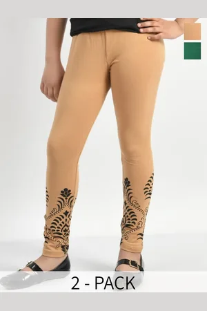 BAESD Girls Pack Of 2 Printed Cotton Ankle Length Leggings