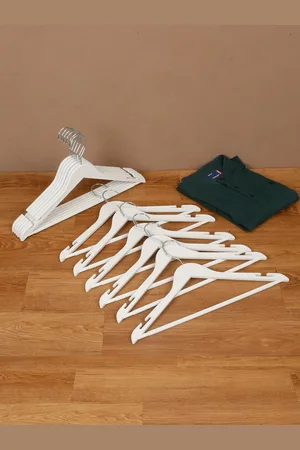 DREAM WEAVERZ Pack of 12 White Heavy Duty Plastic Durable Adult Clothes Hangers