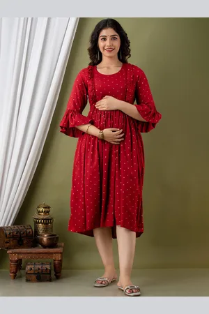 Celebravo Ethnic Motifs Printed Bell Sleeves Maternity Anarkali Kurta