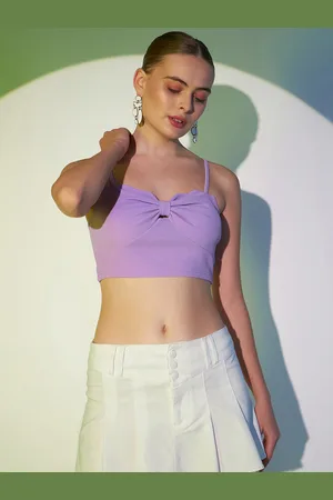 Berrylush Purple Shoulder Straps Twisted Crop Top