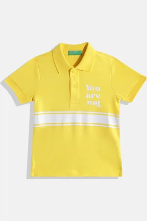 Benetton Boys Striped Polo Collar T-shirt