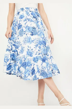 Max Collection Women Printed Pure Cotton i Flared Skirt
