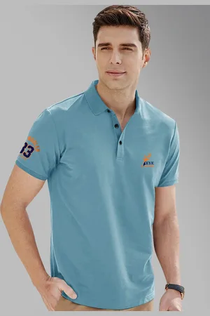 Eyebogler Men Polo Collar Applique T-shirt