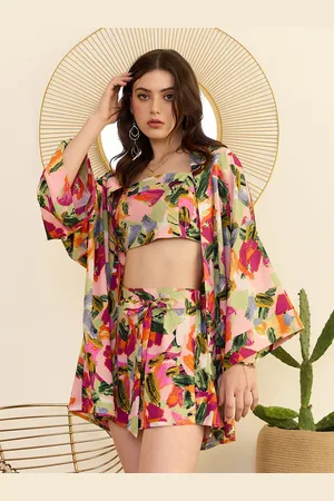 Berrylush Printed Top & Shorts With Shrug