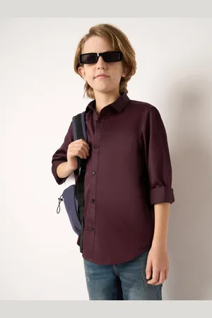 JACK & JONES Boys Slim Fit Spread Collar Cotton Regular Fit Casual Shirt