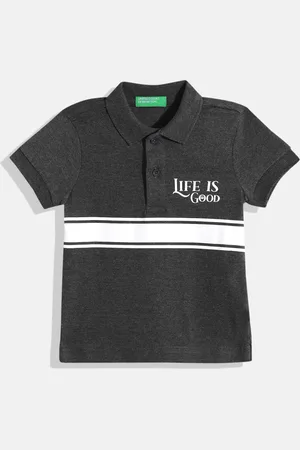 Benetton Boys Striped Polo Collar T-shirt