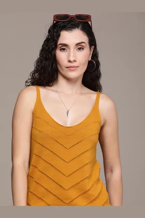 Roadster Self Design Cotton Crochet Tank Top