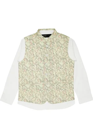 CAVIO Boys Printed Pure Cotton Comfort Fit Nehru Jackets