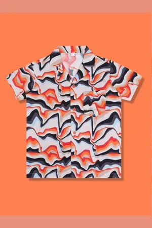 Superminis Boys Standard Abstract Printed Cuban Collar Shirt