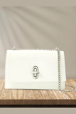 Accessorize London Women Faux Leather Croc Textured Sling Bag
