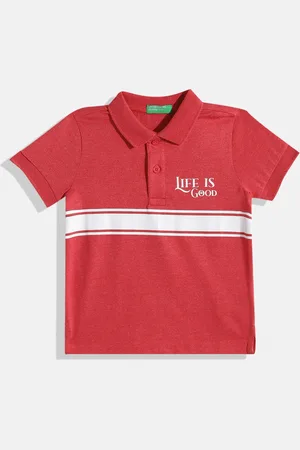 Benetton Boys Striped Polo Collar T-shirt
