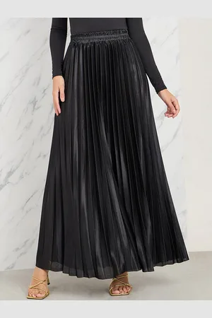 Styli Accordion Pleated A-Line Maxi Skirt
