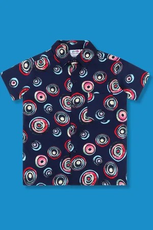Superminis Boys Printed Spread Collar Short Sleeves Casual Shirt