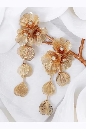 Joker & Witch Gold-Plated Artificial Stones-Studded Contemporary Drop Earrings