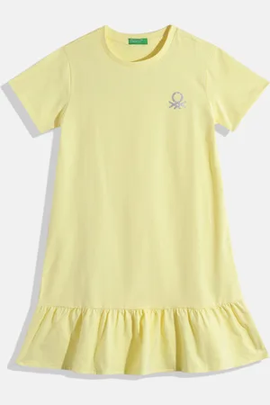 Benetton Girls Brand Logo Print Detail A-Line Dress