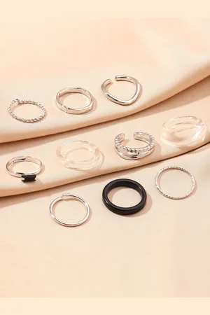 Salty Set Of 10 Stackable Harmony Finger Rings