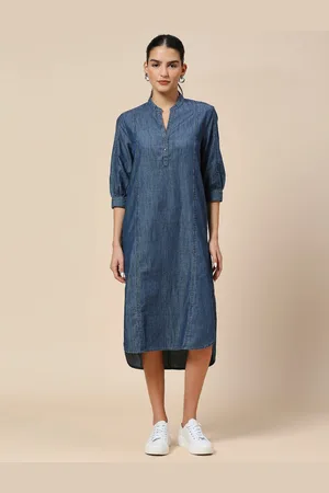 Chemistry Denim Shirt Solid Midi Dress