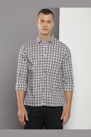 Calvin Klein Regular Fit Tartan Checks Spread Collar Long Sleeve Casual Shirt
