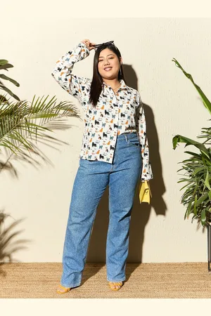 Berrylush Plus Size Conversational Printed Formal Shirt