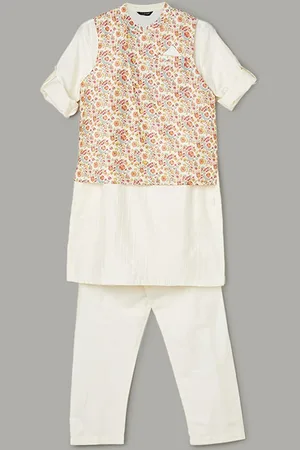 Lifestyle Boys Vertical Striped Regular Kurta With Pyjamas & Nehru jacket