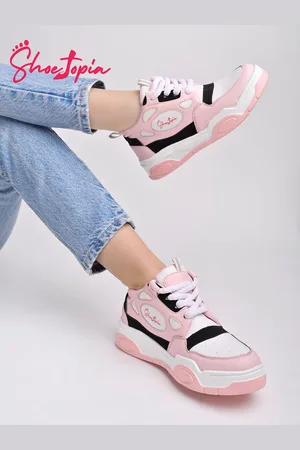 Shoetopia Women Colourblocked Lightweight Comfort Insole Contrast Sole Lace-Ups Sneakers