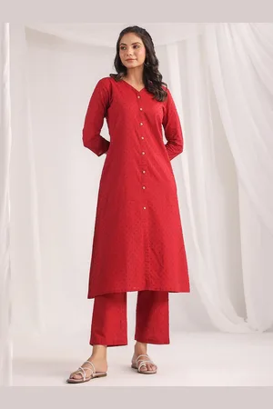 Janasya Women Cotton Dobby A-Line Co-ord Set