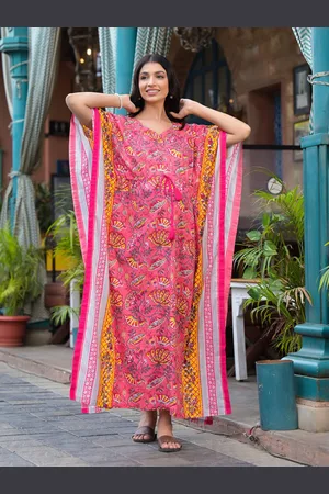 Aujjessa Floral Print Cotton V-Neck Kimono Sleeves Maternity Maxi Dress