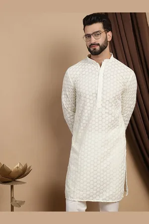 Anouk Embroidered Mandarin Collar Cotton Straight Kurta