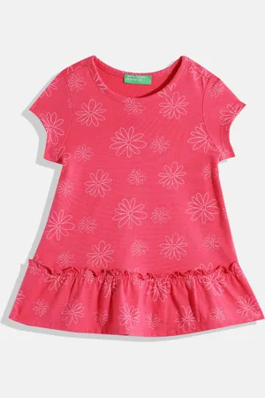 Benetton Girls Brand Logo Detail Drop-Waist Dress