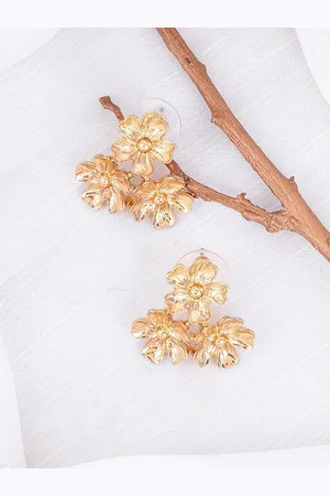 Joker & Witch Gold-Plated Floral Shape Drop Earrings