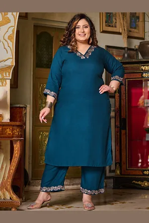 DesiNoor Women Ethnic Motifs Embroidered Regular Kurta with Trousers
