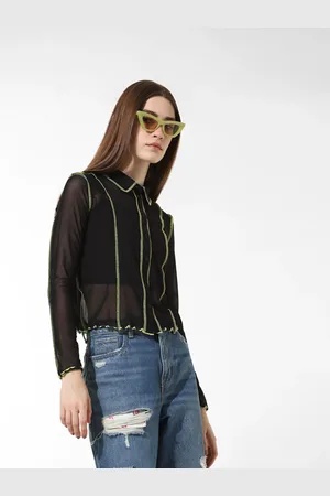ONLY Slim Fit Textured Spread Collar Long Sleeves Casual Shirt