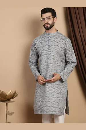 Anouk Mandarin Collar Long Sleeves Ethnic Motifs Cotton Kurta