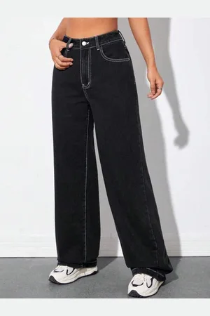 Broadstar Women Smart Straight Fit High-Rise Dark Shade Clean Look Cotton Jeans