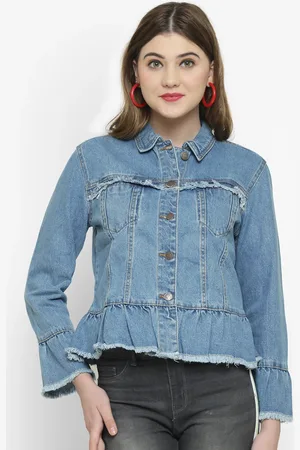 KOTTY Women Blue Solid Denim Jacket