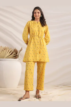 Janasya Women Printed Pure Cotton Tunic & Trousers Co Ord Set