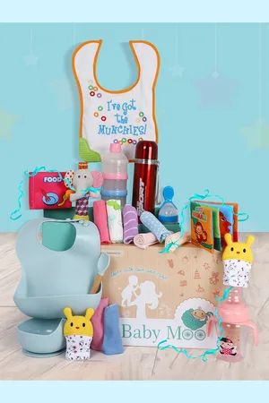 Baby Moo Infant Set Of 21 Pink & Yellow Printed Feeding Essentials